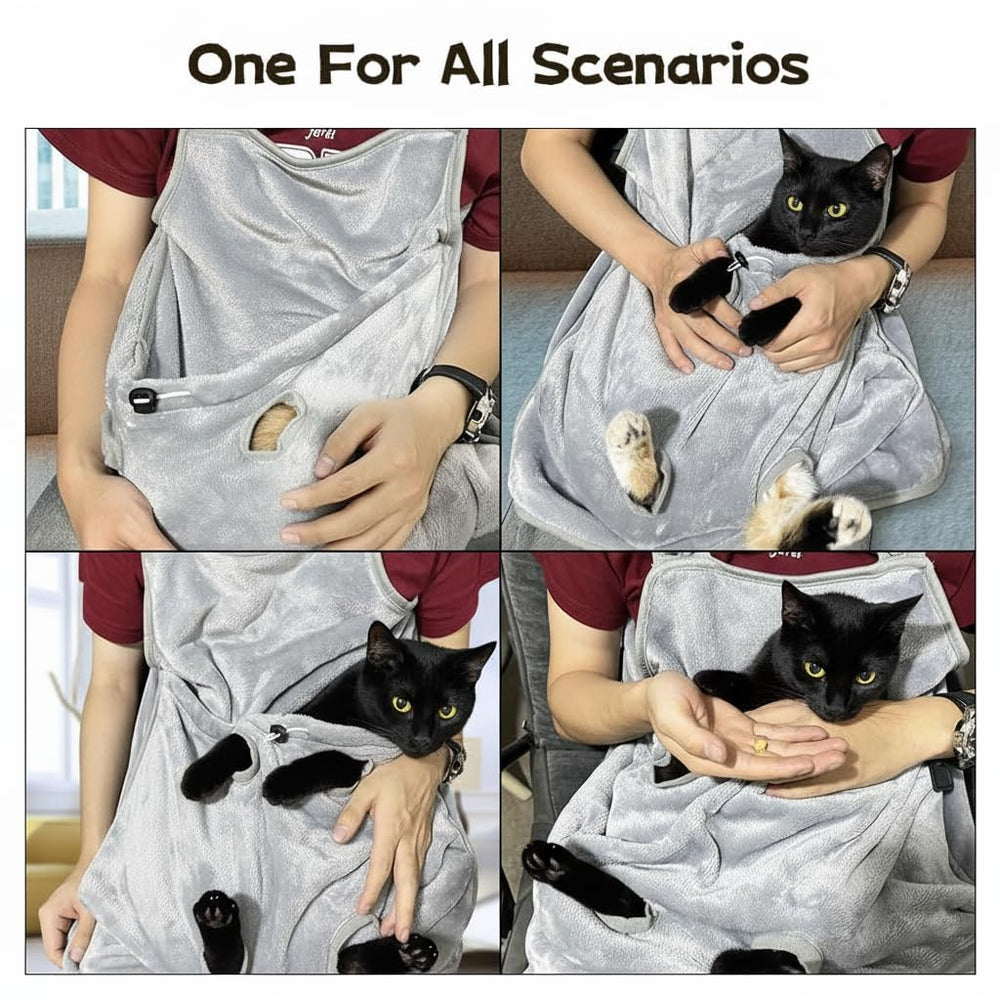 Delantal Facailaifu para Gato con tres enganches para tallas versátiles.
