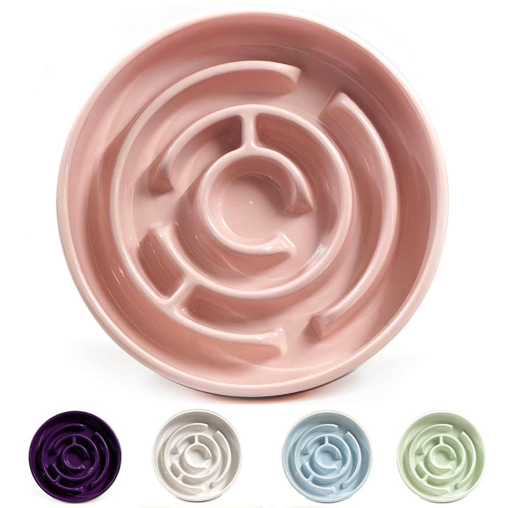 Facdiary cerámico lento alimentador para perros rosado, favorece comer despacio