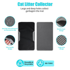 FADEYJ Alfombrilla para arena de gato con doble capa de panal protege suelos y facilita la recogida.