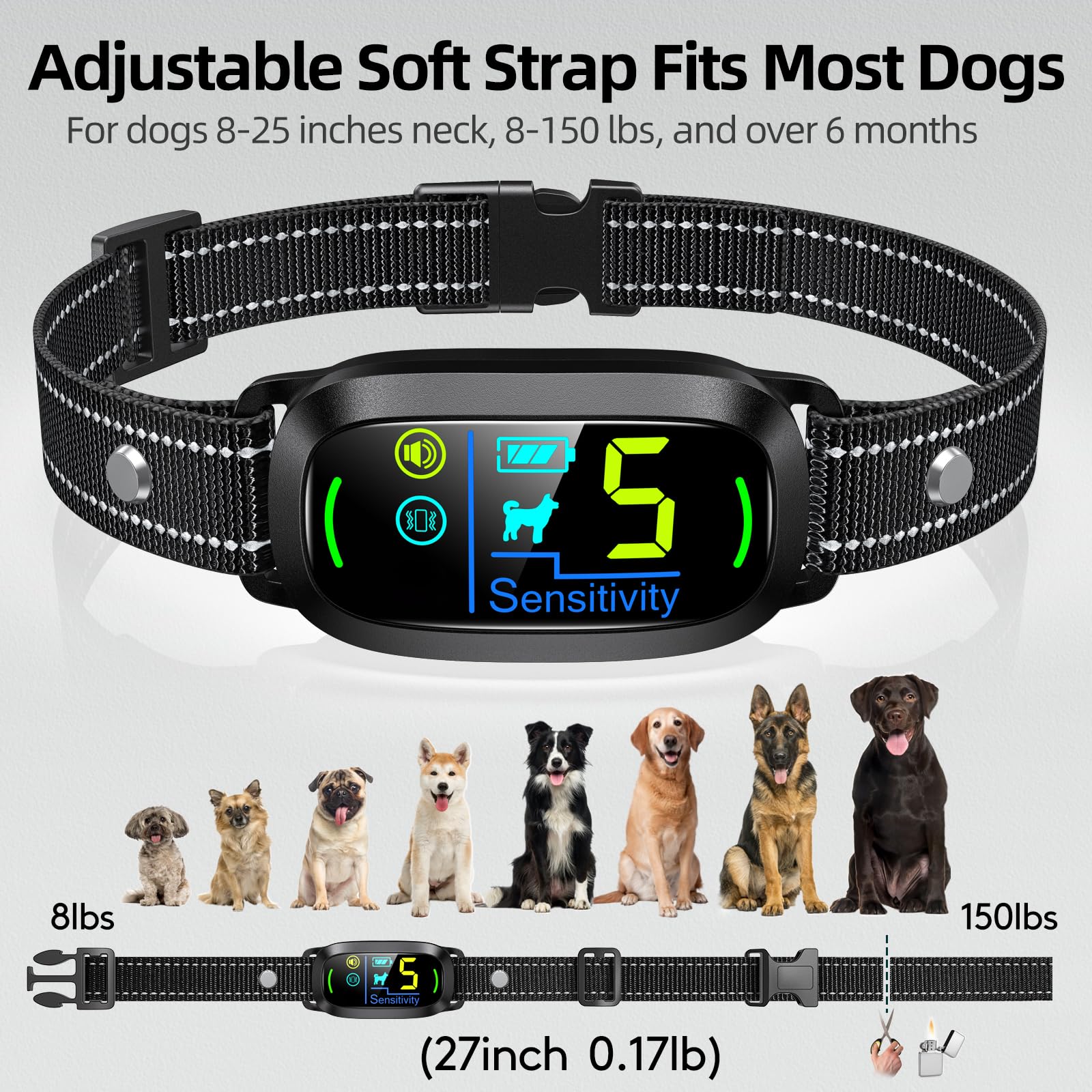 FAFAFROG ajuste de cuello 8-25 pulgadas para perros de varios tamaños