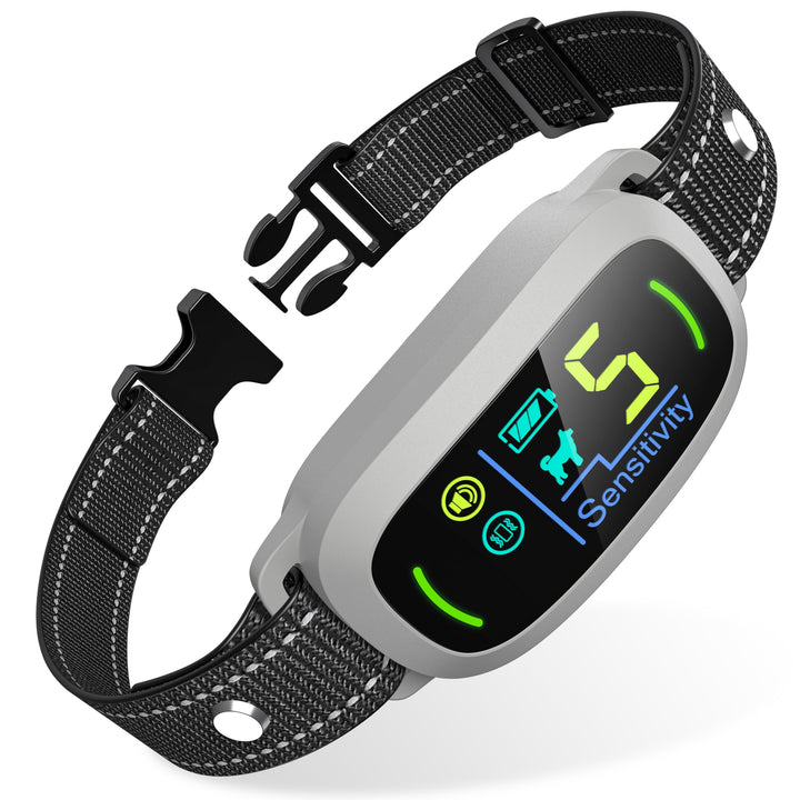 FAFAFROG collar anti-ladridos con pantalla digital para entrenamiento suave.
