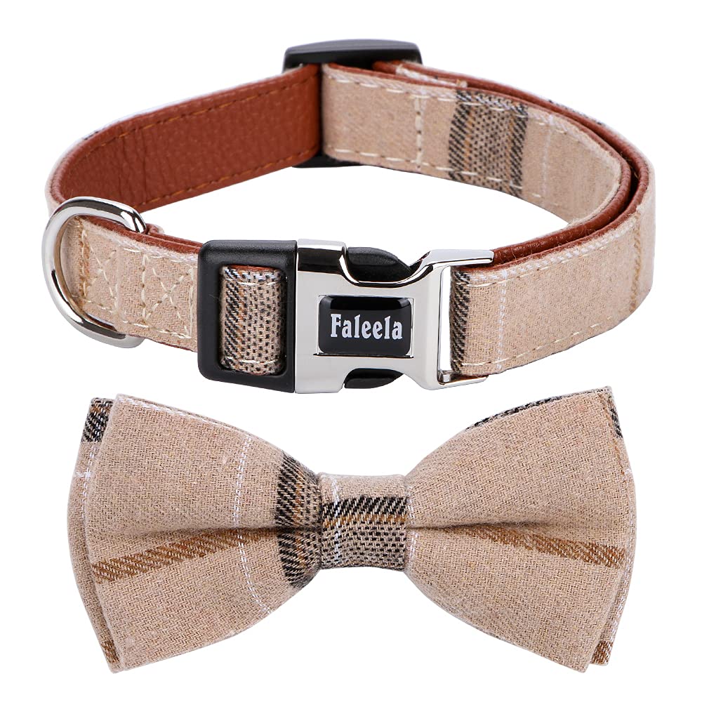 Collar Faleela con lazo para perros, ajuste cómodo y seguro en marrón.