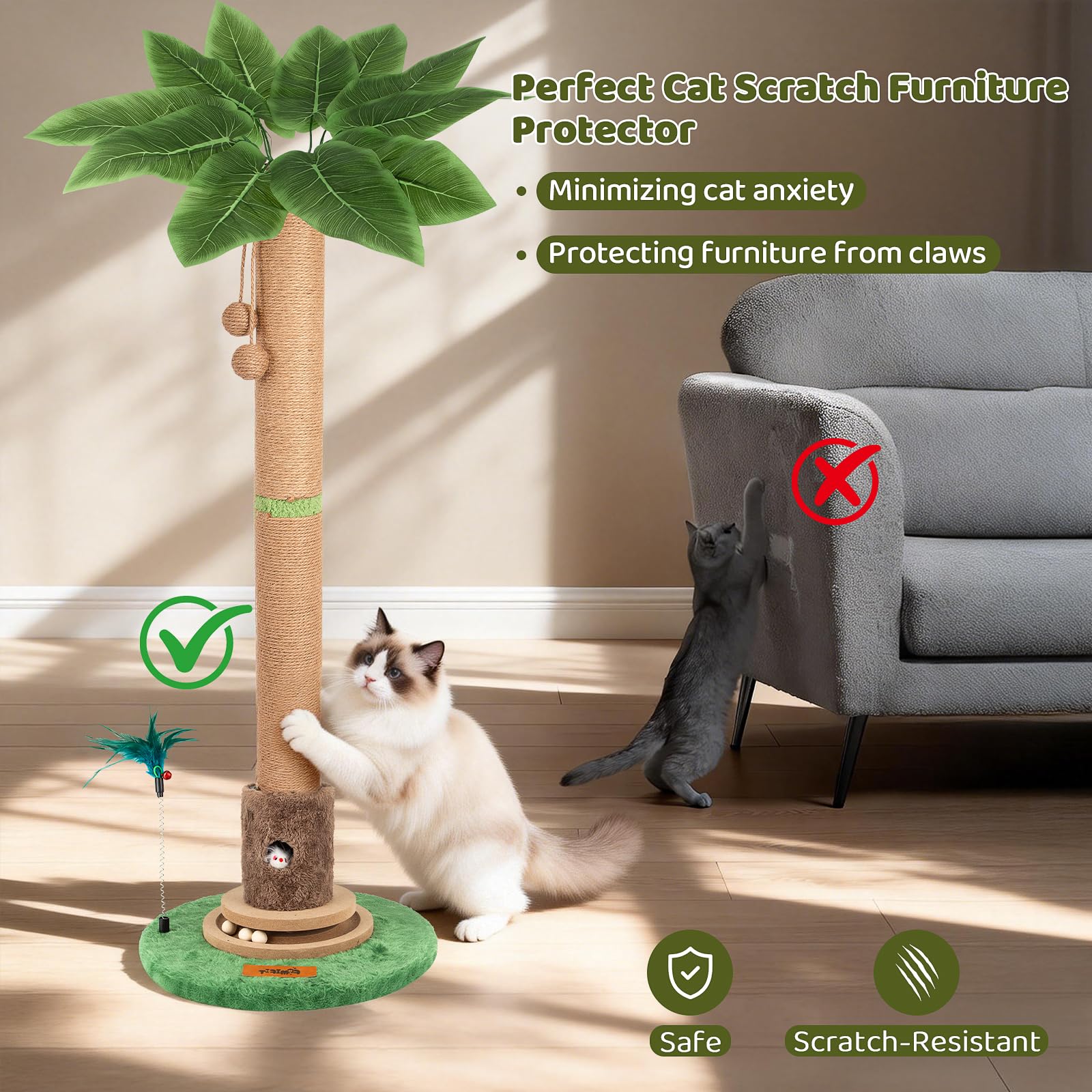 Famifit sisal natural enrollado ofrece superficie duradera para rascar.