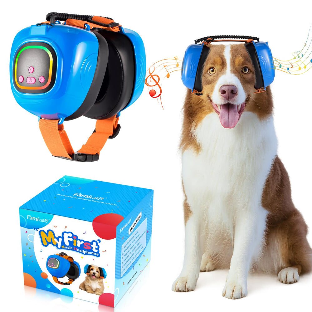 Famikako auriculares para perros azul para calma durante tormentas