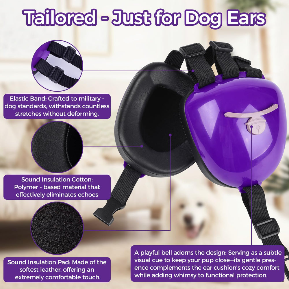 Protección auditiva de 30 dB para perro Famikako en morado para reducir ruidos fuertes.