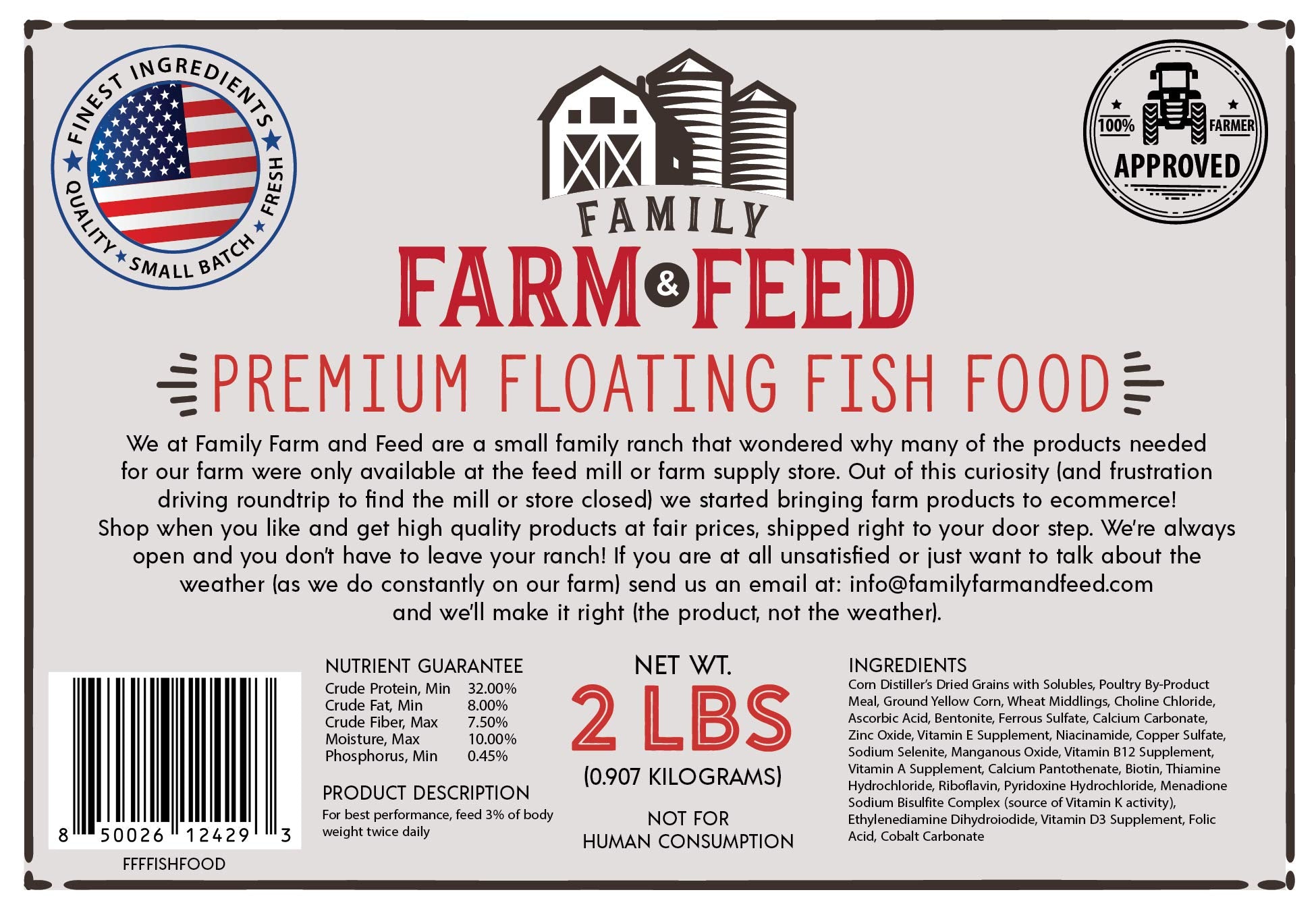 Pellets de FAMILY FARM AND FEED para peces de estanque, apoyo a la dieta.