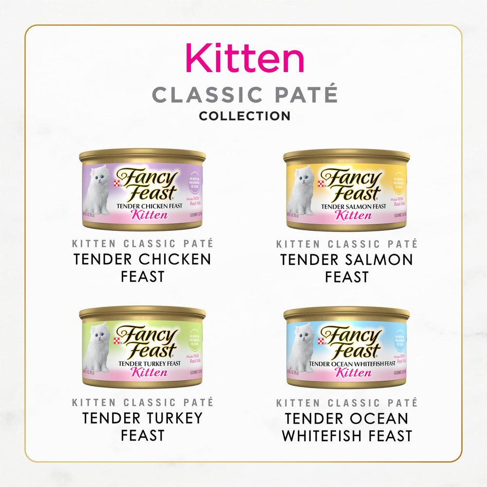 Fancy Feast bacalao del océano, textura suave, ideal para bocas pequeñas.