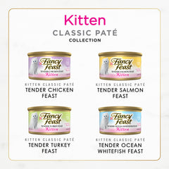Fancy Feast bacalao del océano, textura suave, ideal para bocas pequeñas.