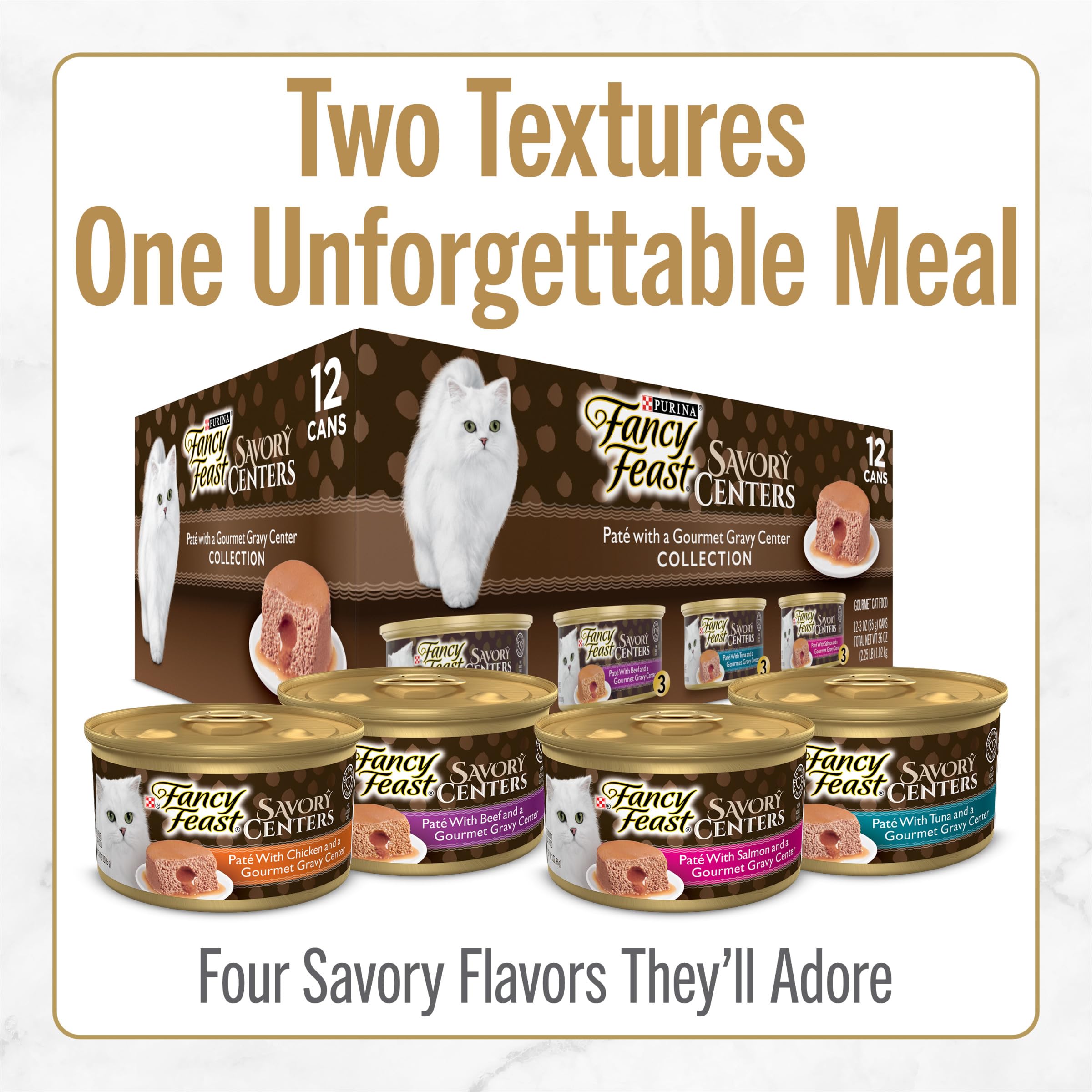 Fancy Feast Centros Sabrosos Atún Pate: centro jugoso que realza sabores oceánicos.