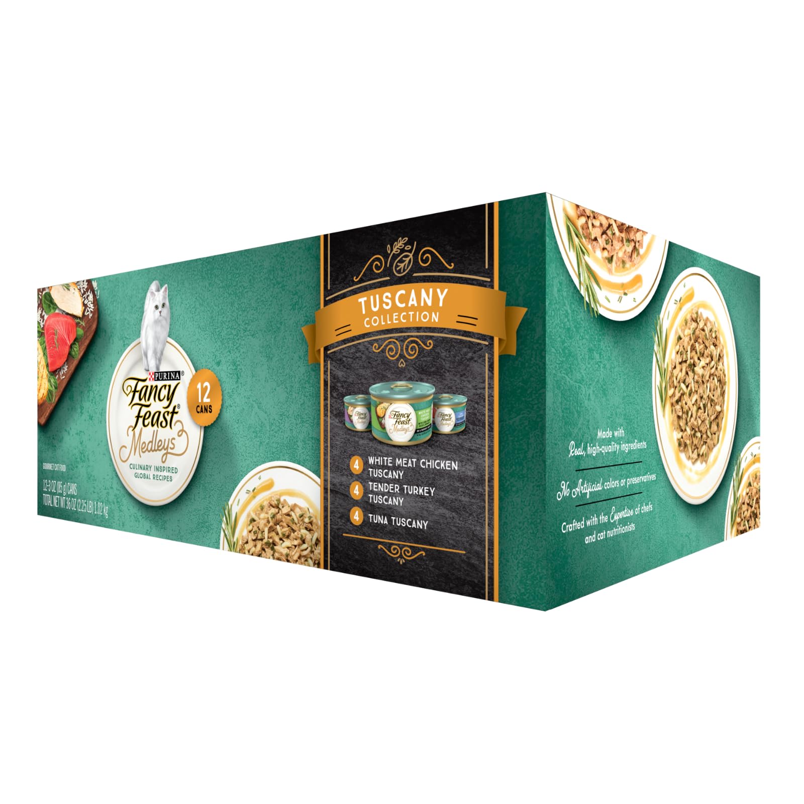 Fancy Feast Elegante Mezcla Toscana en lata 2, sabor sabroso para gatos adultos.