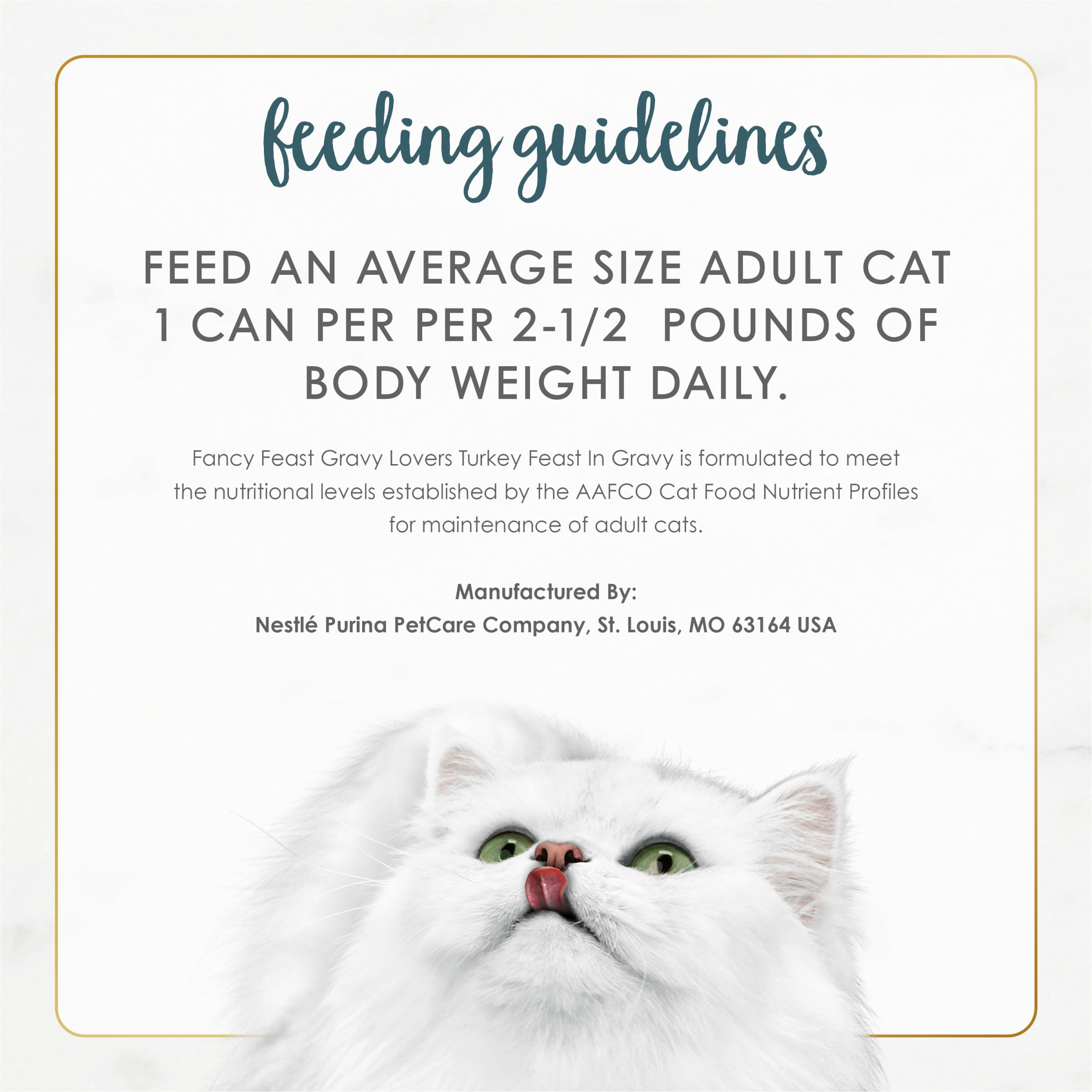 Fancy Feast Gravy Lovers ofrece nutrición completa para gatos adultos.