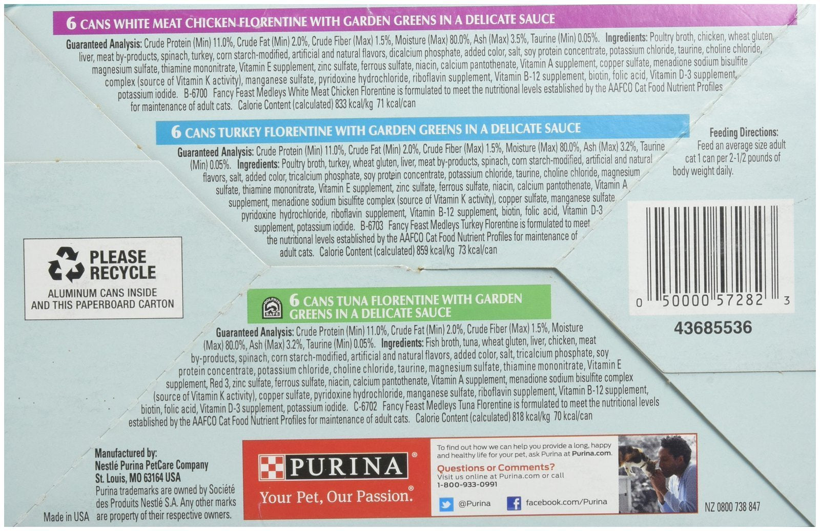 Fancy Feast Purina Medleys Florentine, acento de verduras de jardín: realce visual y aroma apetitoso.