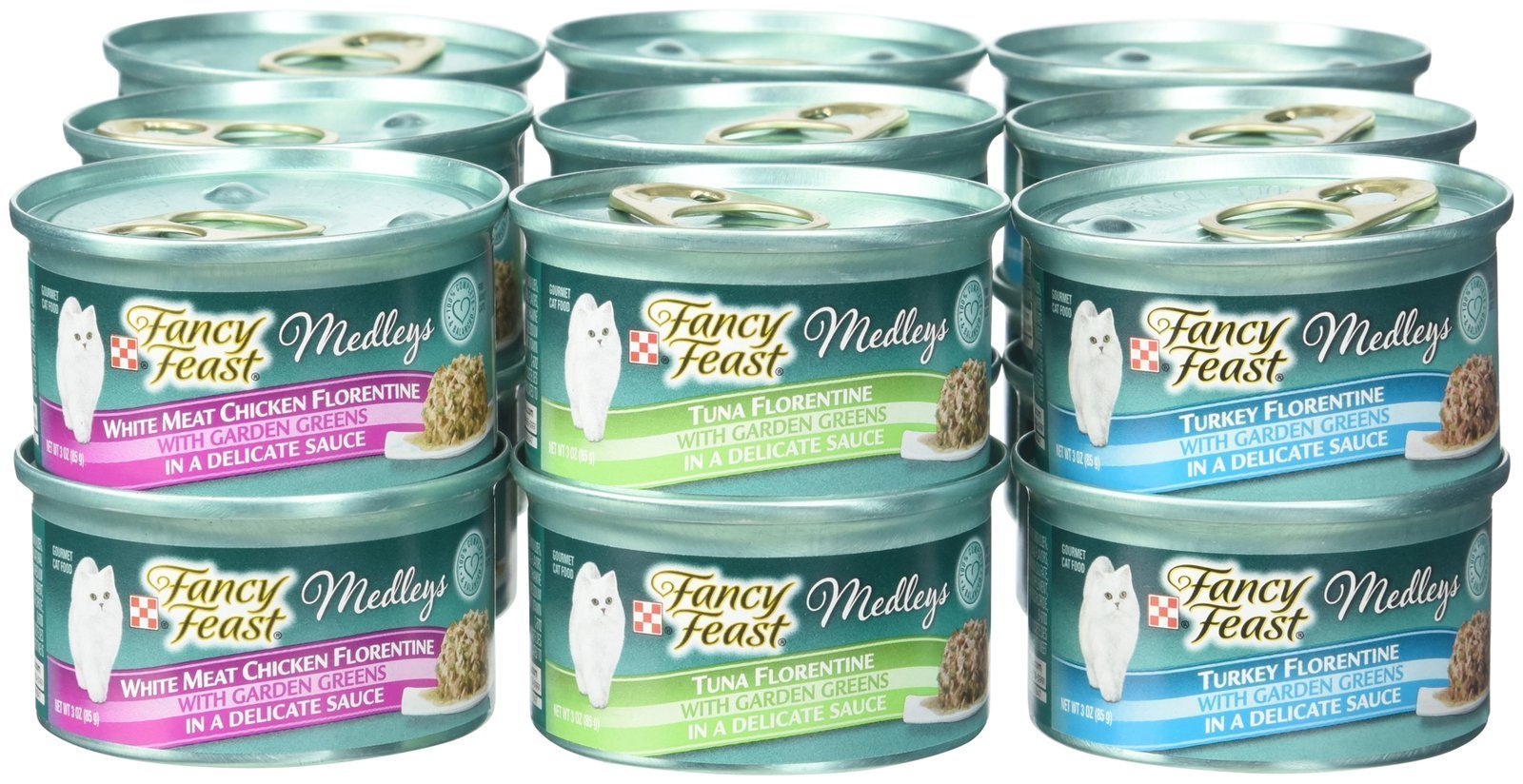 Fancy Feast Purina Medleys Florentine, lata de pavo: textura suave para gata feliz.