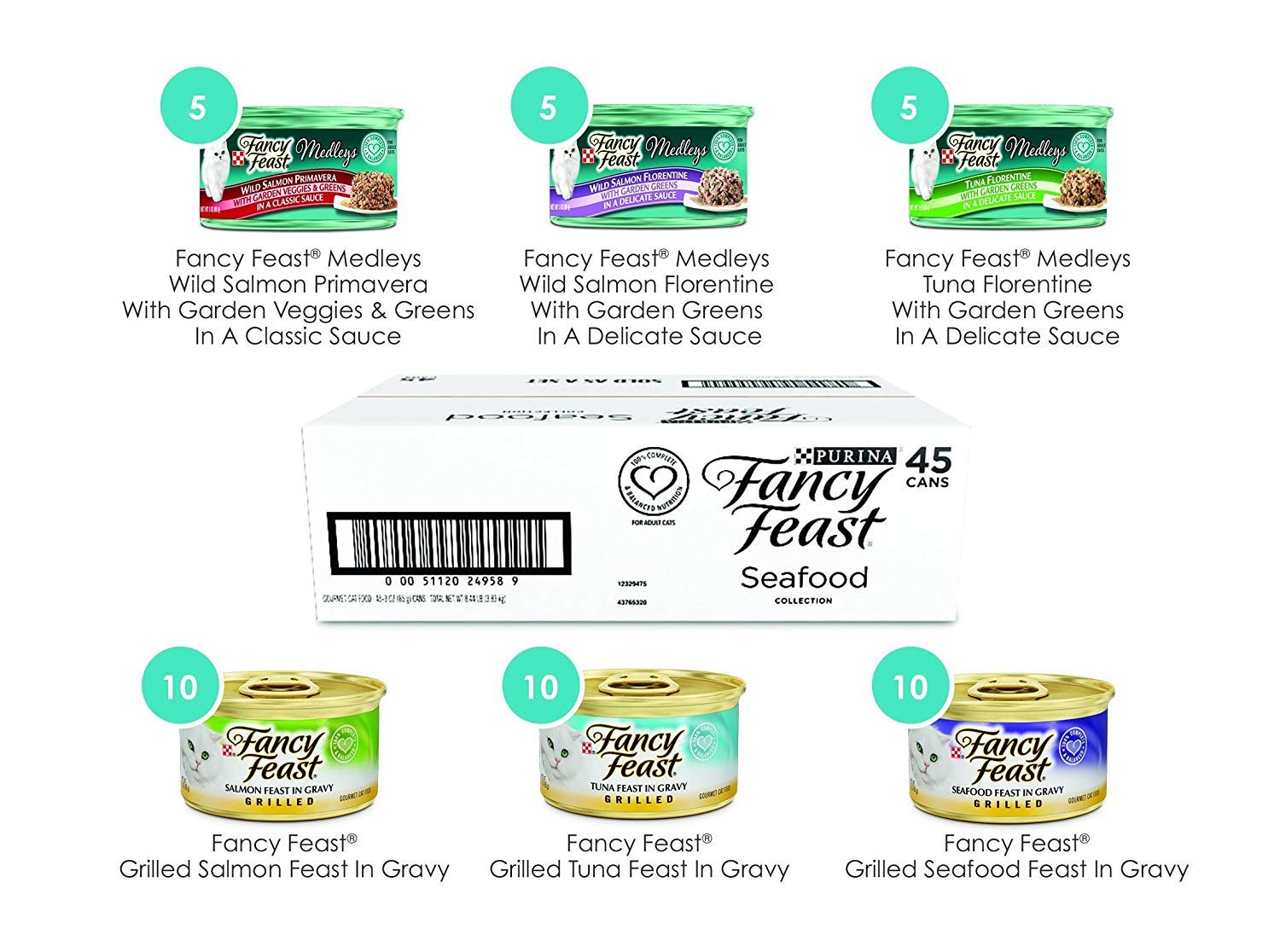 Fancy Feast medleys salmon verduras, sabor variado para paladar felino