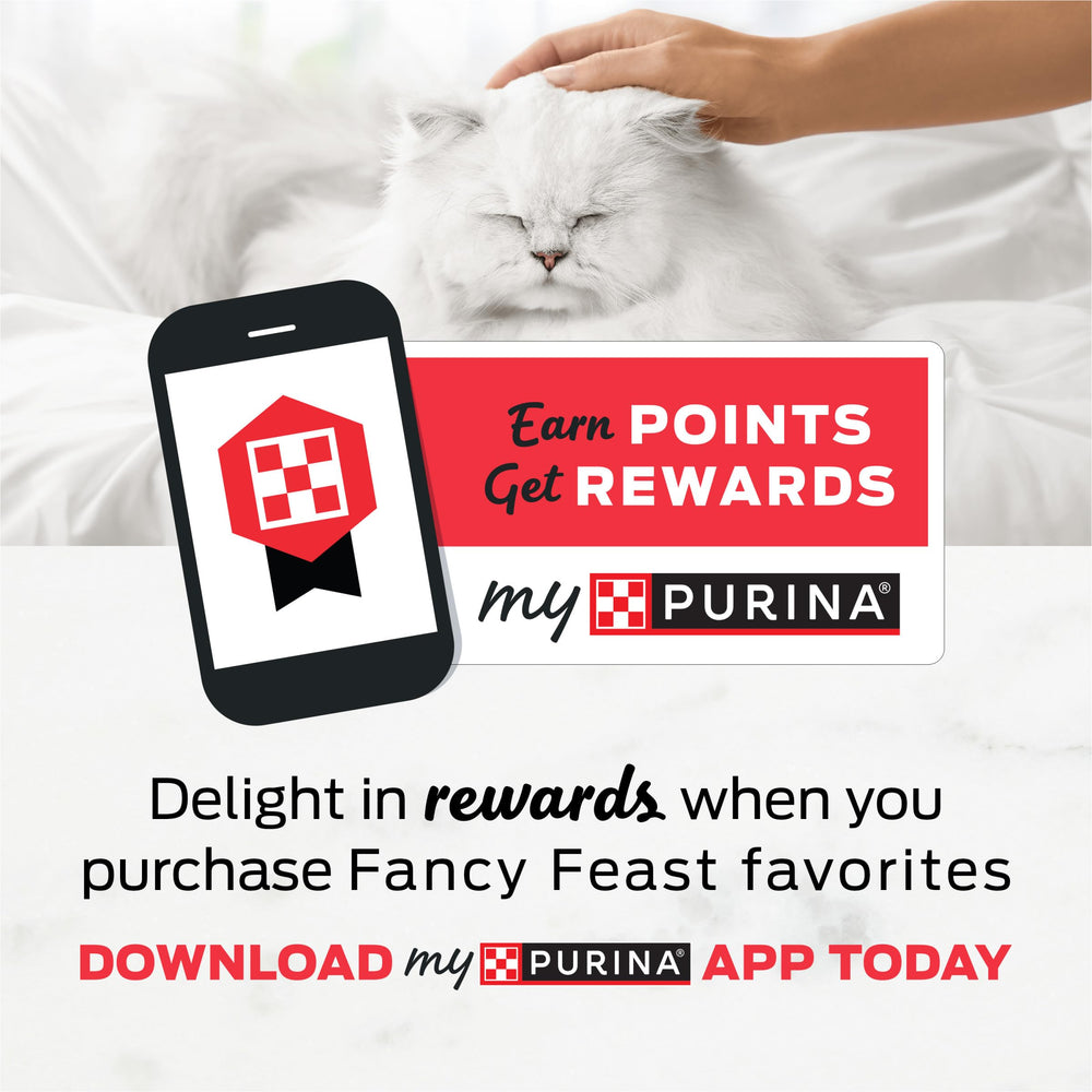 Fancy Feast Pollo Florentino lata, textura tierna para una comida diaria.