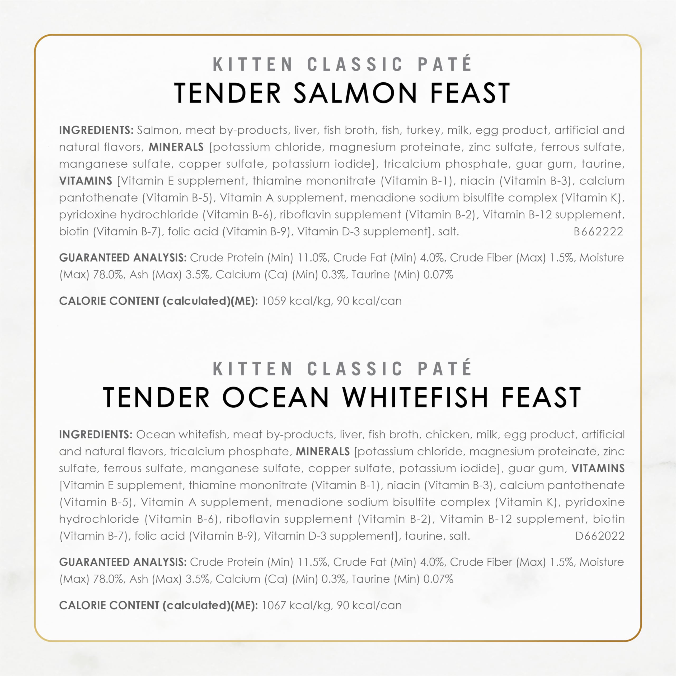 Fancy Feast pollo lata abierta, textura suave para bocas pequeñas.