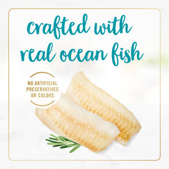 Purina Fancy Feast Seafood Feast, primer-ingrediente-pescado, apoyo a una dieta basada en proteínas.