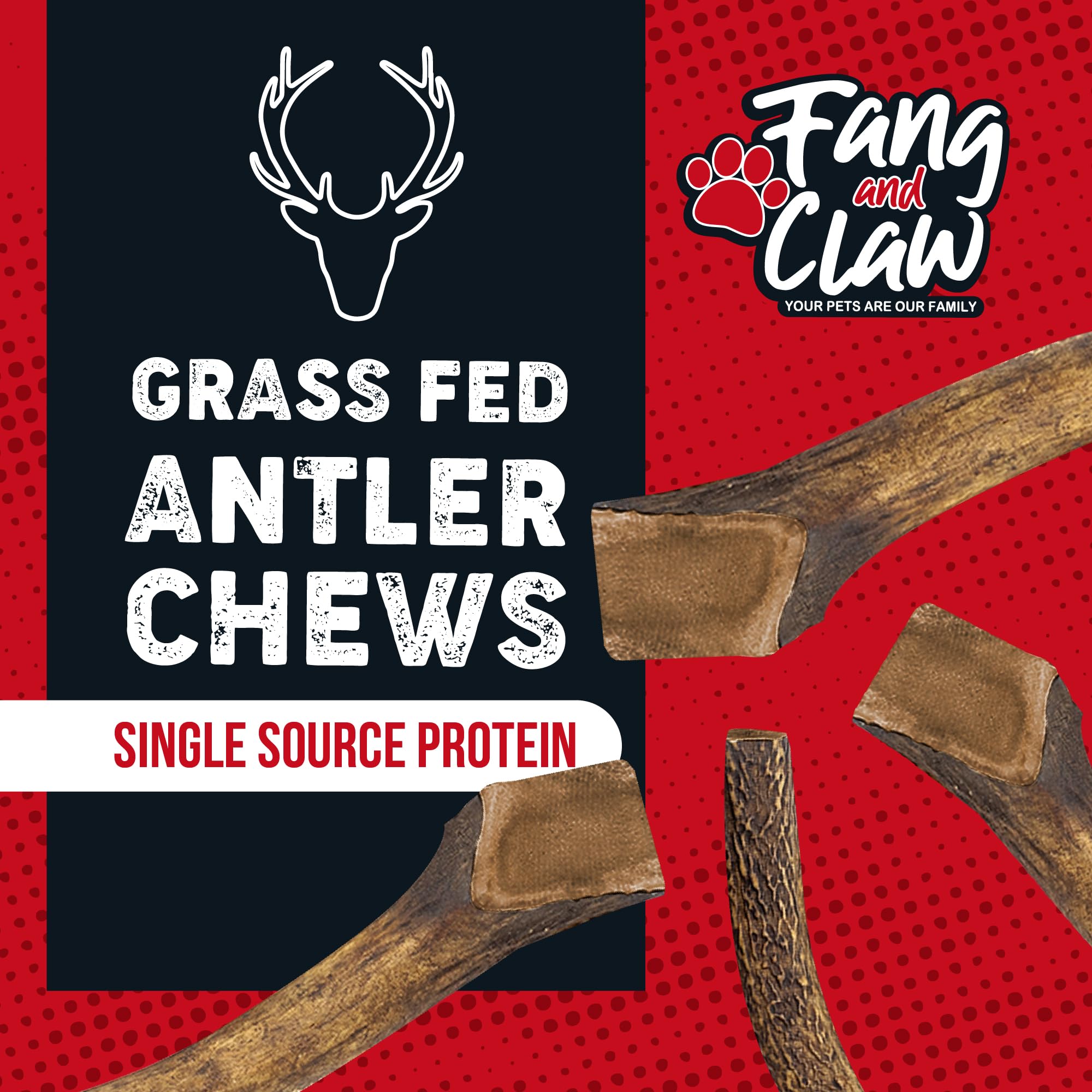 Fang and Claw: masticables de ciervo para perros de todos los tamaños, ideal para mordedores fuertes