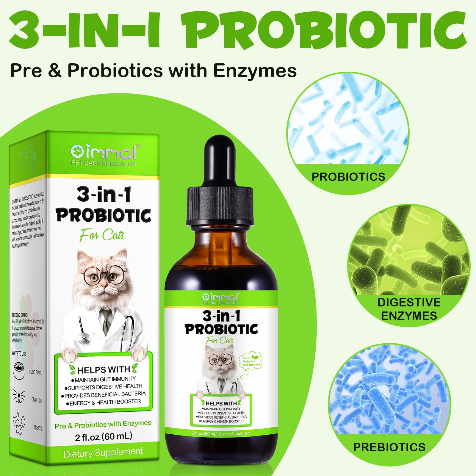 Fangcun prebióticos para gatos que favorecen una microbiota intestinal saludable.