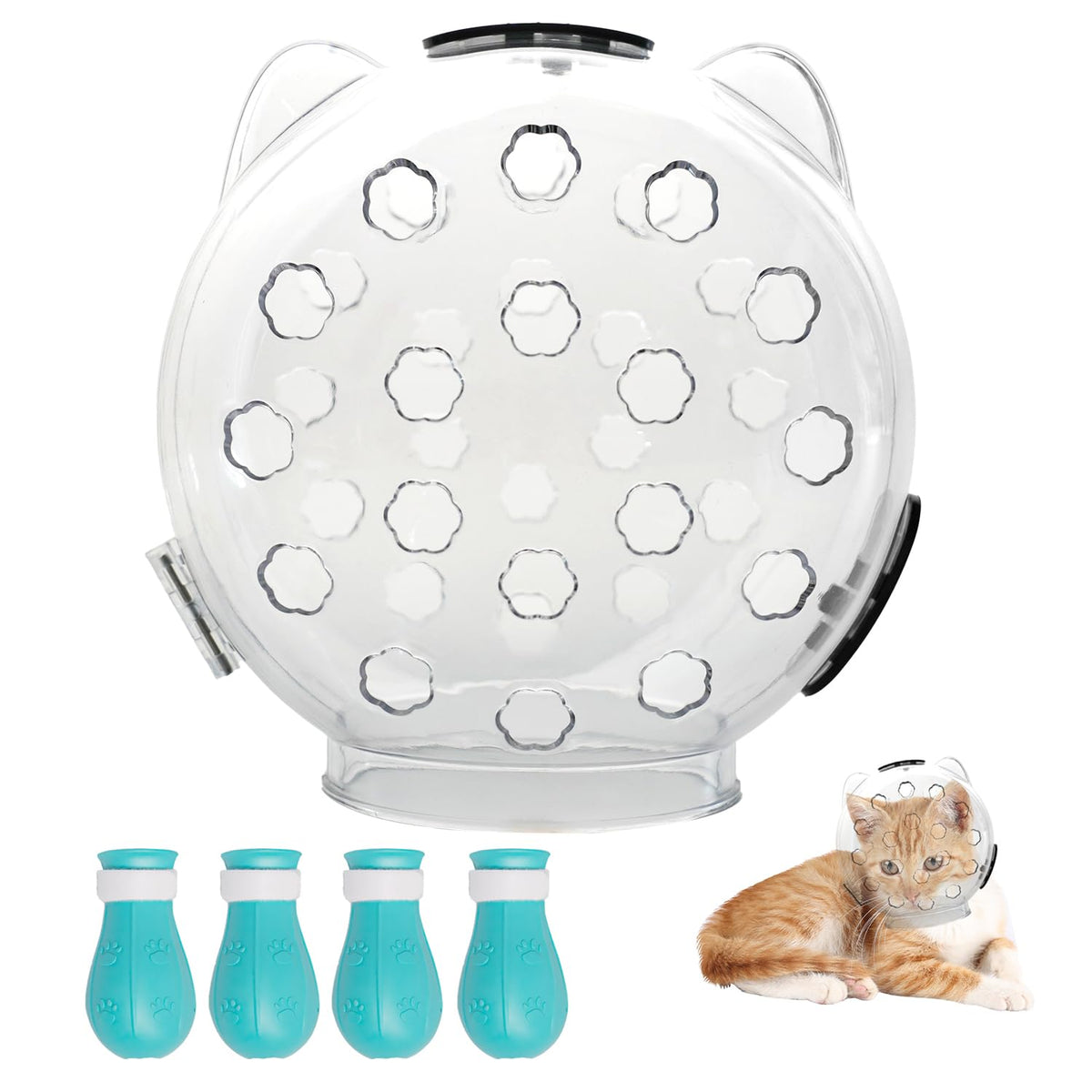 Fanme bozal para gatos con capucha transparente 360° para grooming seguro
