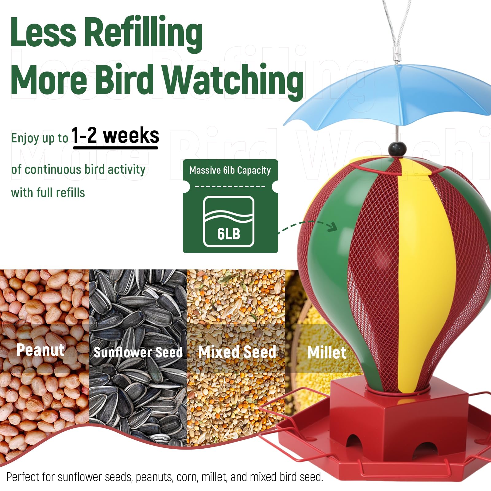 Alimentador de 6 libras para múltiples especies de aves