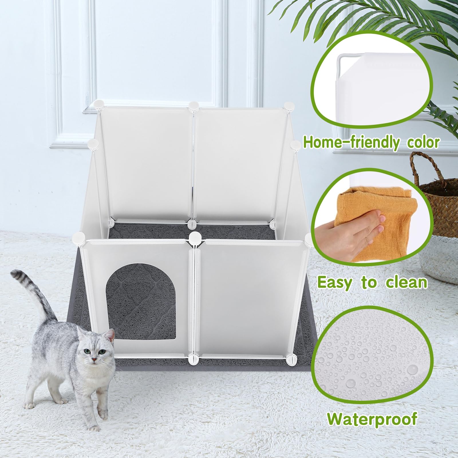 FanpBow protector-impermeable-caja-arena, evita salpicaduras y derrames.