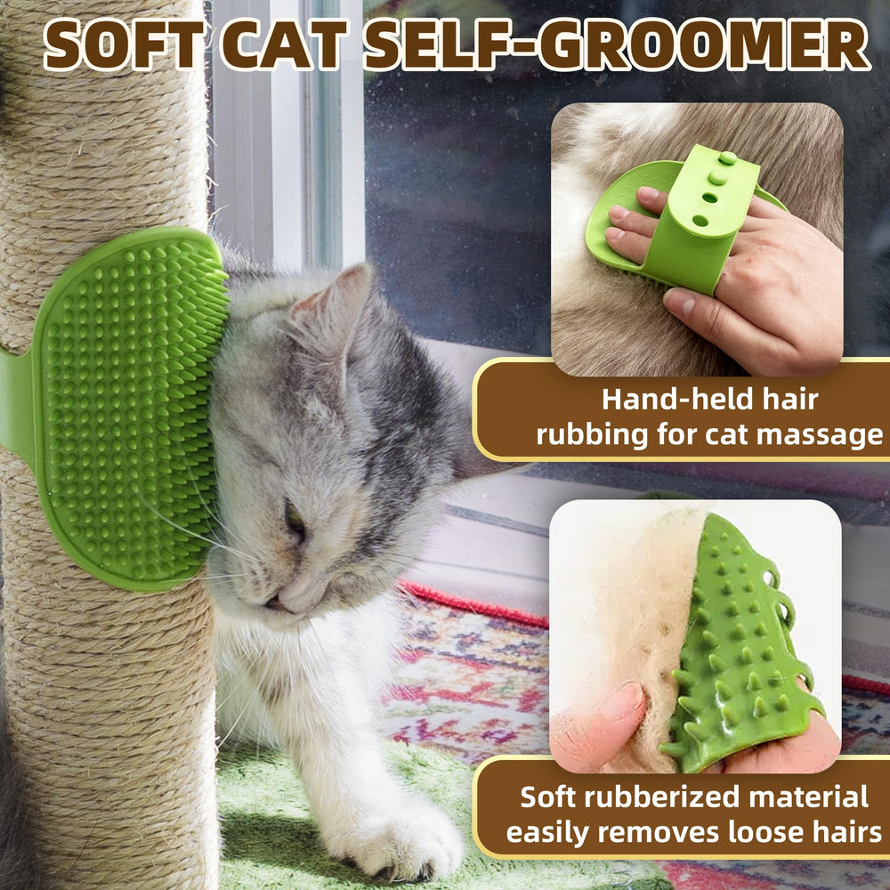 Fantasreen autolimpiador para gatos con cepillos suaves para masajear y eliminar pelo.