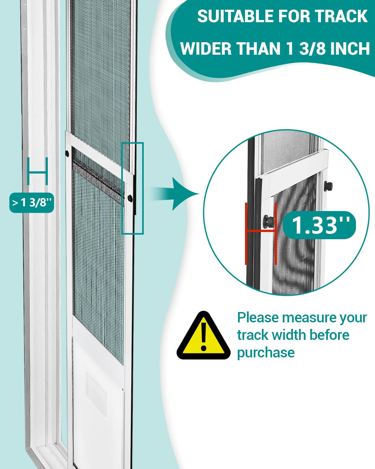 Fantrek puerta para perro extra grande, inserto ajustable en altura para puertas corredizas.