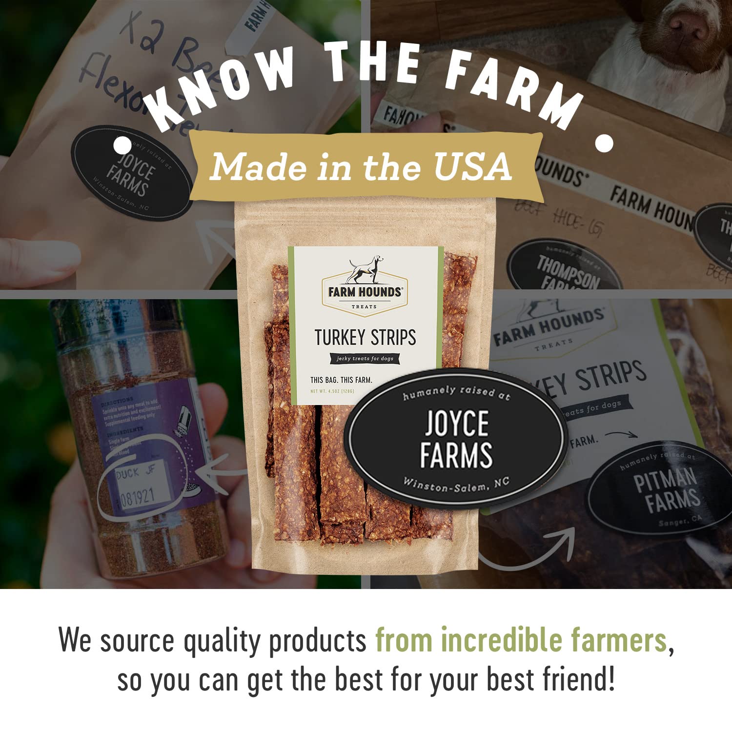 Farm Hounds Tiras de Pavo, hecho en USA.