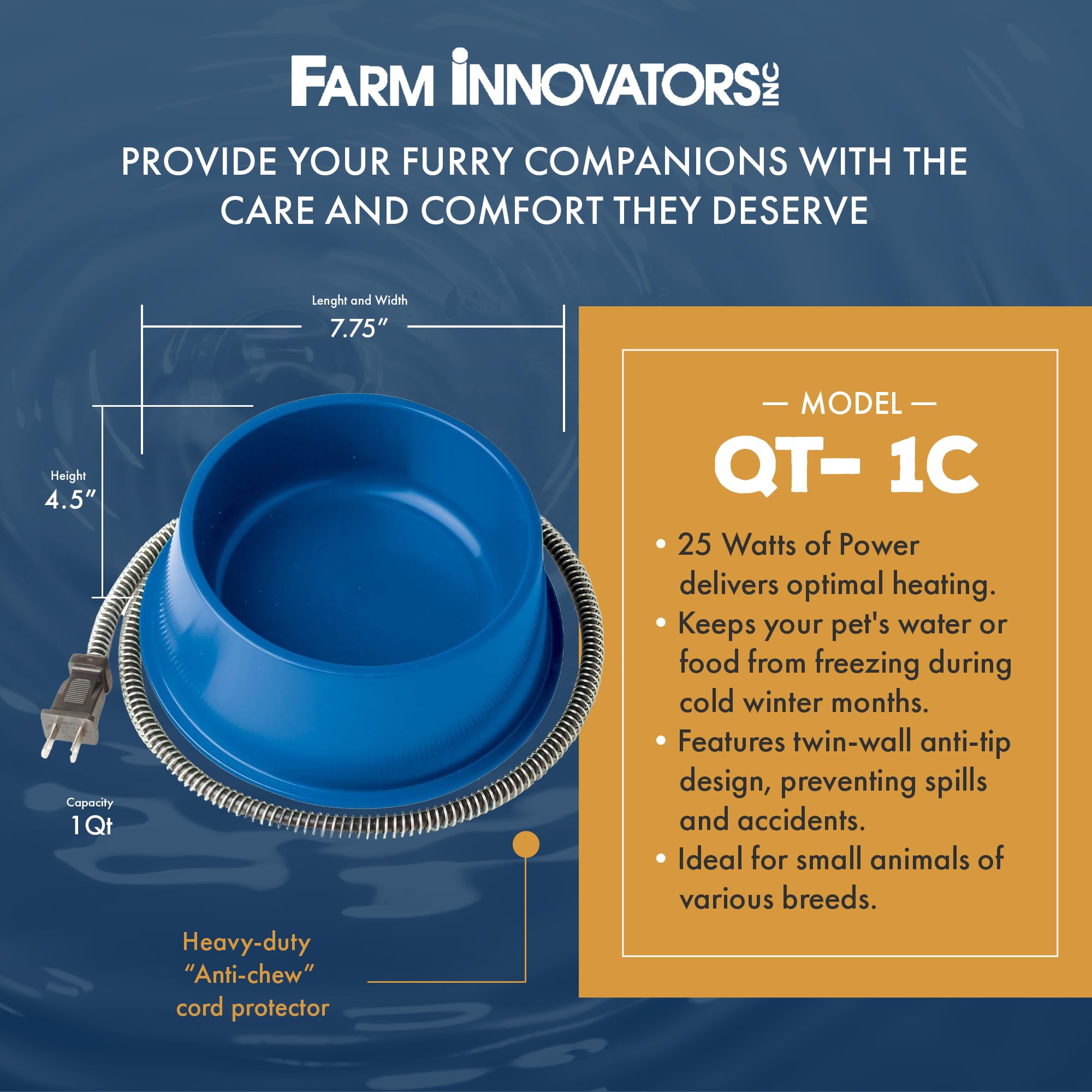 Farm Innovators base anti vuelco para mayor estabilidad durante la comida.