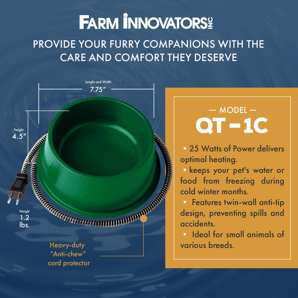 Diseño antivuelco Farm Innovators para tazón de mascotas, estabilidad en exteriores.