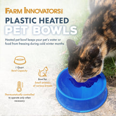 Farm Innovators tazón con cable anti masticación para mayor seguridad eléctrica.