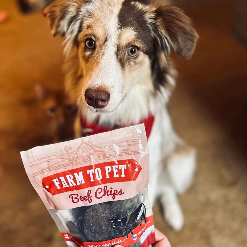 Farm To Pet empaque de cuatro onzas para porciones de entrenamiento.