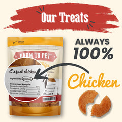 Premios de entrenamiento de pollo Farm To Pet, ingrediente único.