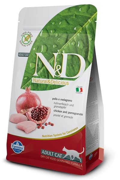 Etiqueta Farmina Natural & Delicious con estándar AAFCO para nutrición de calidad.