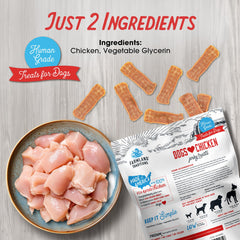 Entrenamiento canino con jerky Farmland Traditions como snack de recompensa.