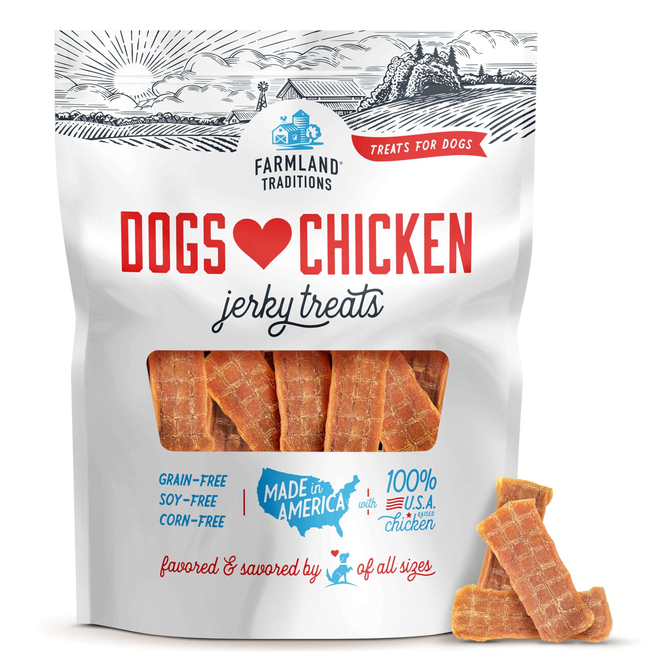 Farmland Traditions Filler Free: jerky de pollo en bolsa de 3 libras para premiar.