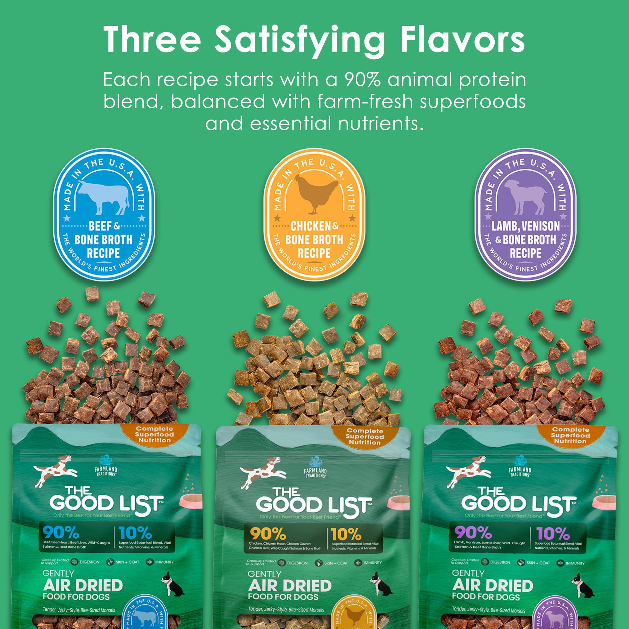Farmland Traditions The Good List, elaborado en Estados Unidos con ingredientes de calidad.