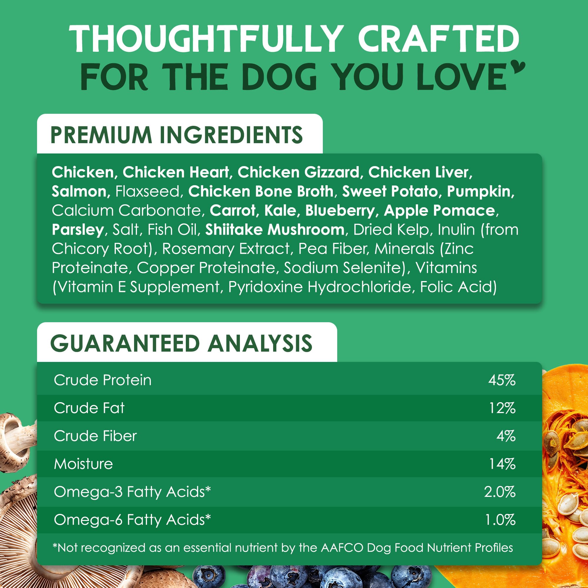 Farmland Traditions The Good List, textura suave tipo jerky para perros exigentes.