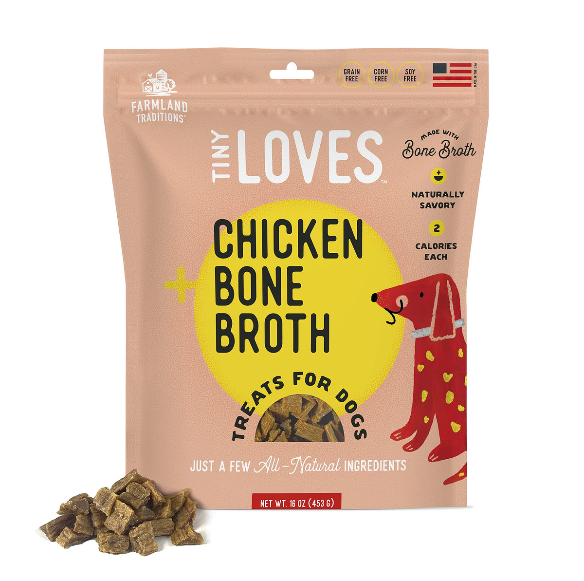 Farmland Traditions Tiny Loves Jerky para entrenamiento, trozos sabrosos para perros