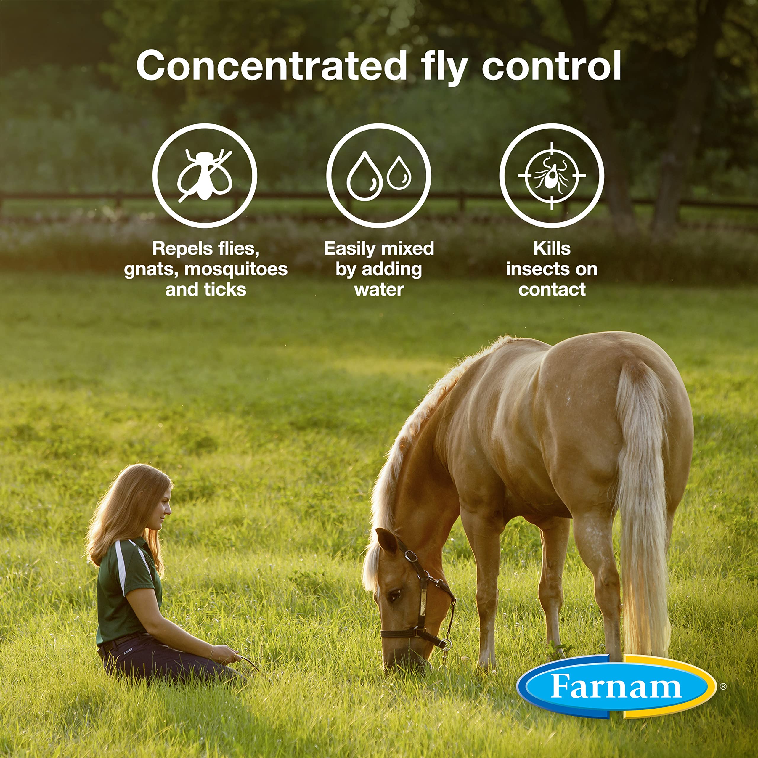 Botella Farnam Repel-XPe de 1 galón lista para usar en caballos
