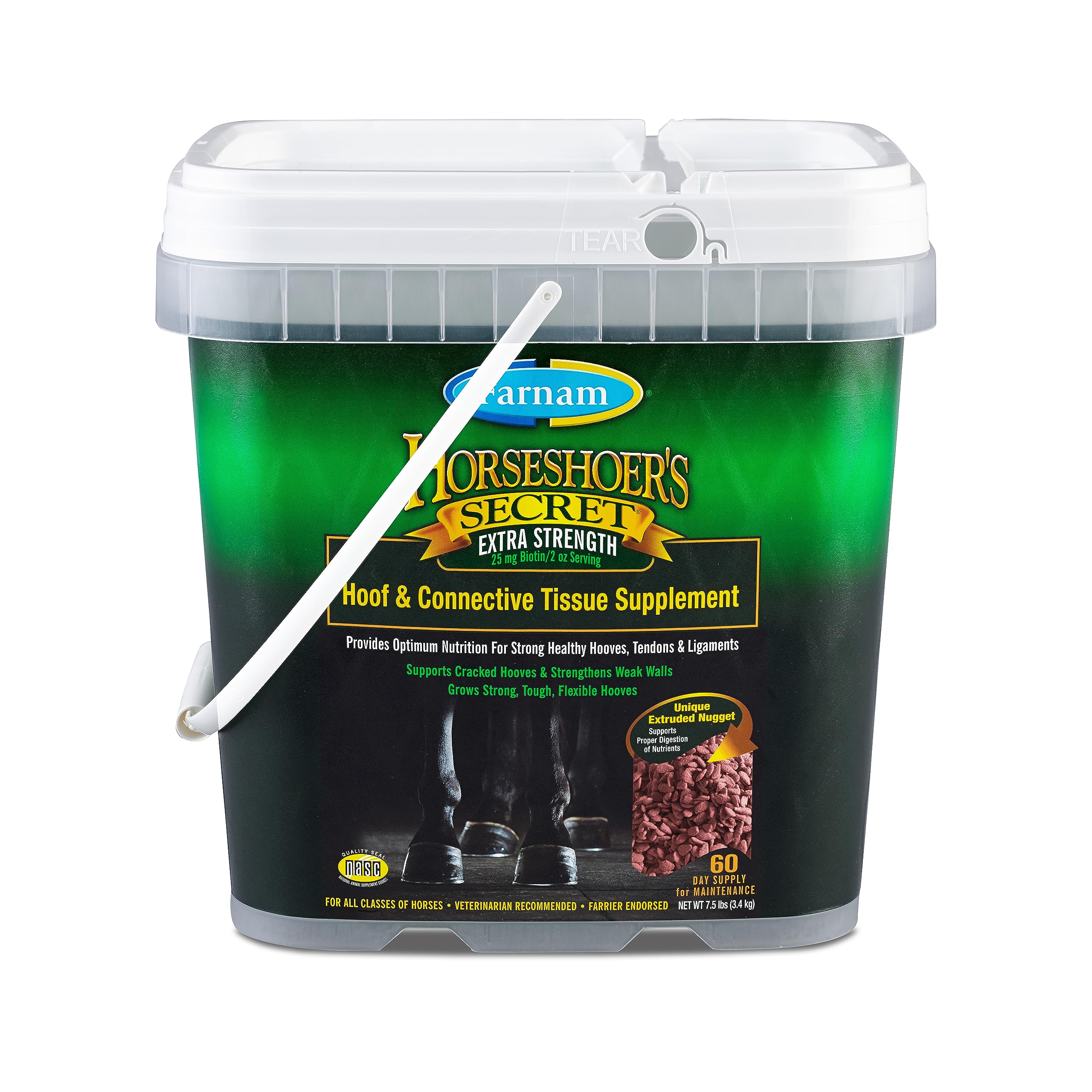 Farnam Secreto del Herrador, botella con suplemento para cascos sanos y fuertes