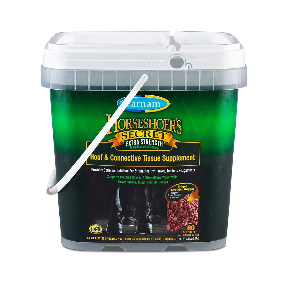 Farnam Secreto del Herrador, botella con suplemento para cascos sanos y fuertes