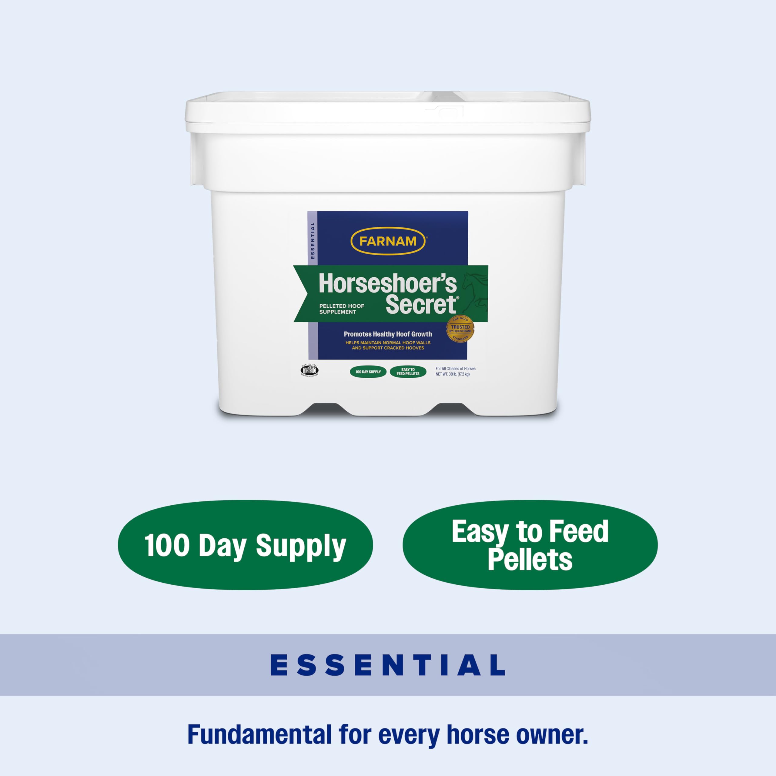Farnam Horseshoer’s Secret pellets de alfalfa para casco saludable.