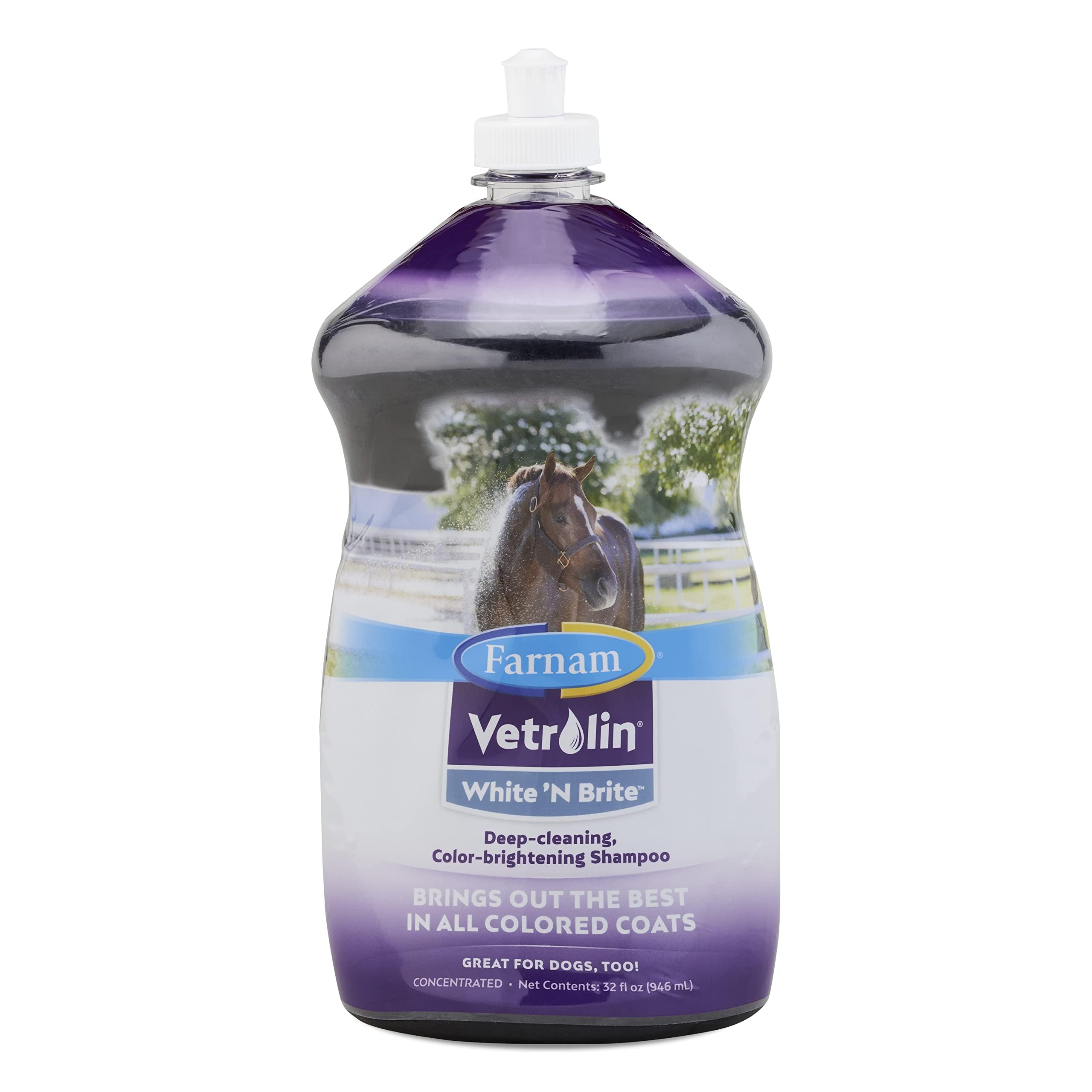 Farnam Vetrolin White N Brite: champú para realzar color y brillo del pelaje.
