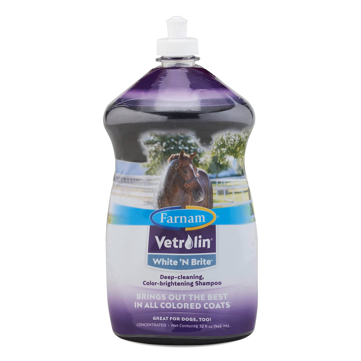 Farnam Vetrolin White N Brite: champú para realzar color y brillo del pelaje.