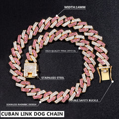 Fasdecon diseño urbano en collar dorado rosado para perro.