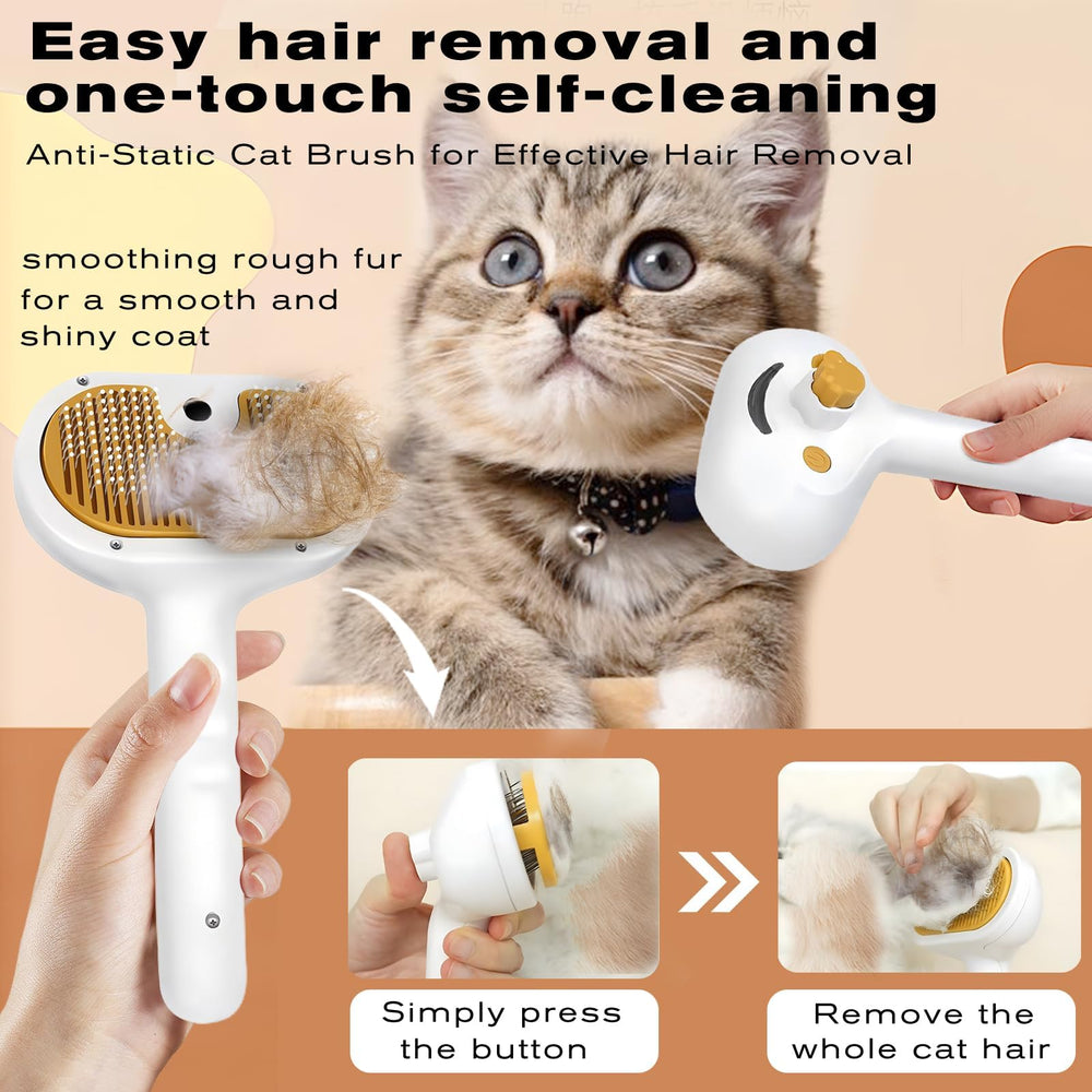 Cepillo de vapor para mascotas con función autolimpieza rápida