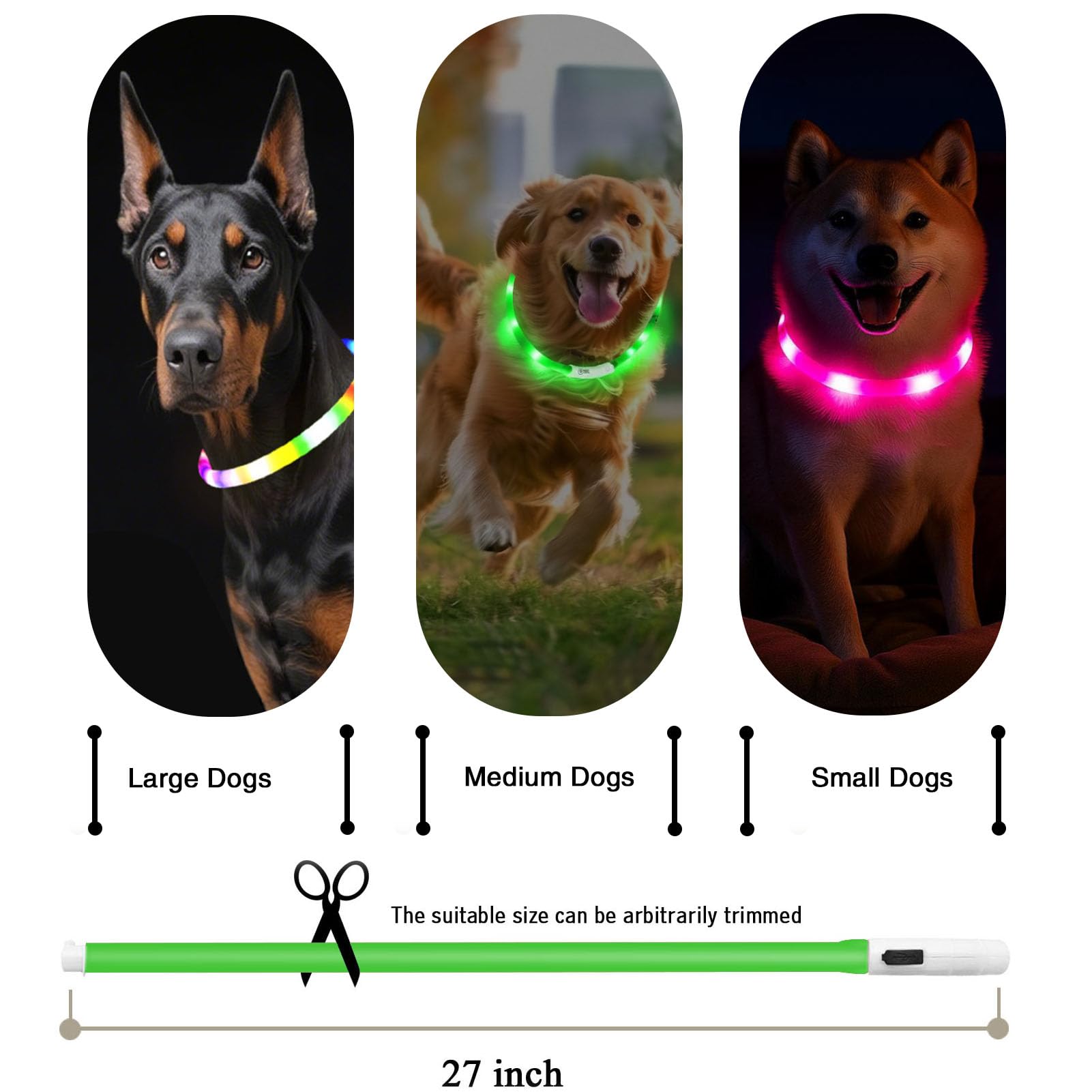 Fashion&cool collar perro, listo para recargar con USB y mantener la visibilidad