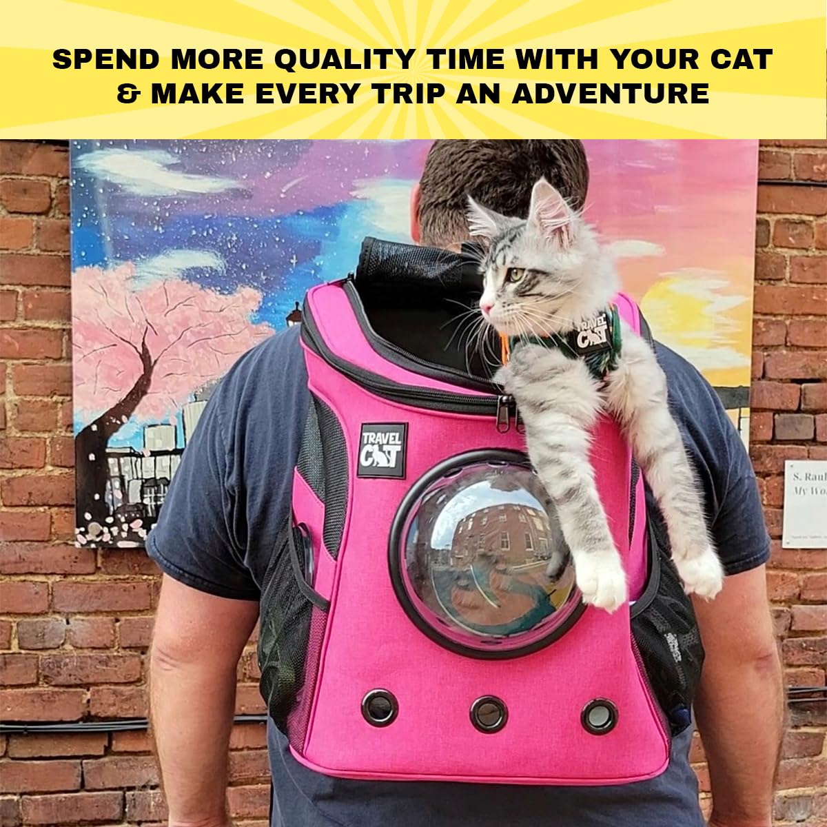 The Fat Cat mochila-gato con malla superior garantiza buena ventilación.